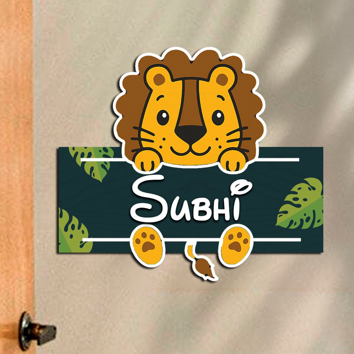 Lion Cub Name Plate for Kids Room — Wooden Jungle - Sblossom