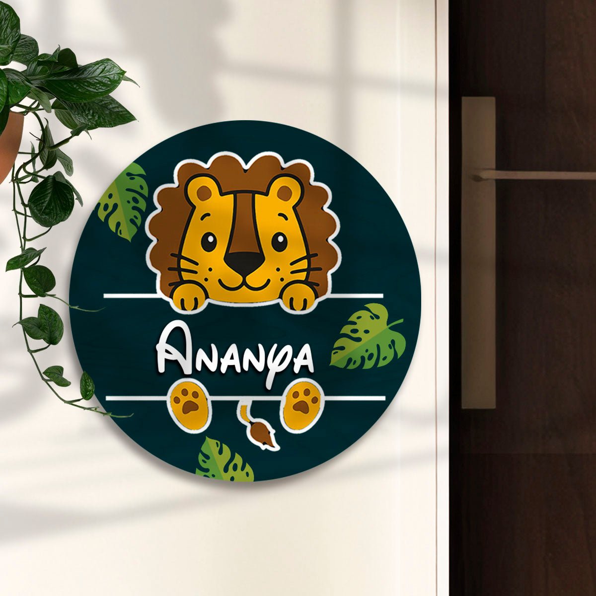 Lion Cub Name Plate for Kids Room — Wooden Jungle - Sblossom