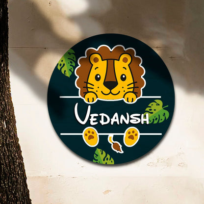 Lion Cub Name Plate for Kids Room — Wooden Jungle - Sblossom