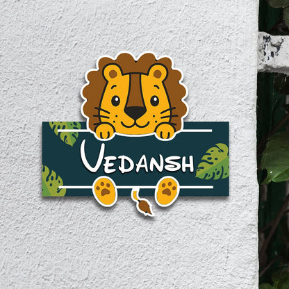 Lion Cub Name Plate for Kids Room — Wooden Jungle - Sblossom