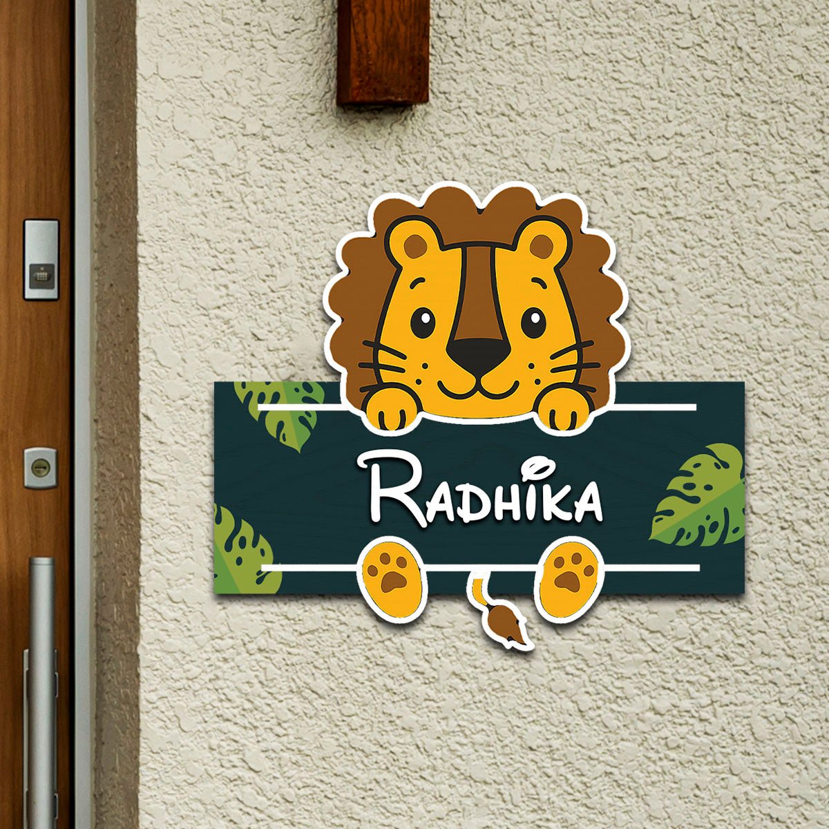 Lion Cub Name Plate for Kids Room — Wooden Jungle - Sblossom
