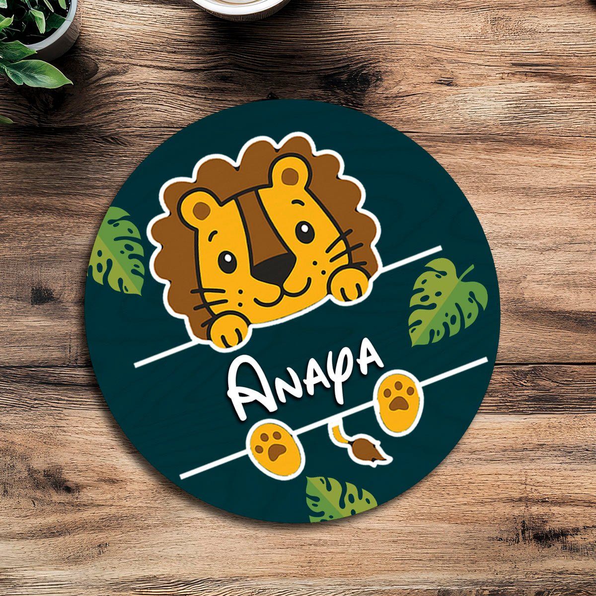 Lion Cub Name Plate for Kids Room — Wooden Jungle - Sblossom