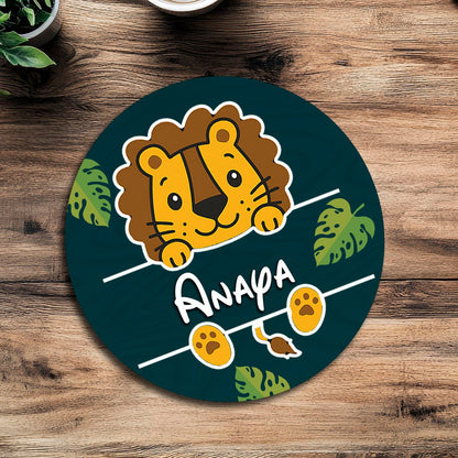 Lion Cub Name Plate for Kids Room — Wooden Jungle - Sblossom