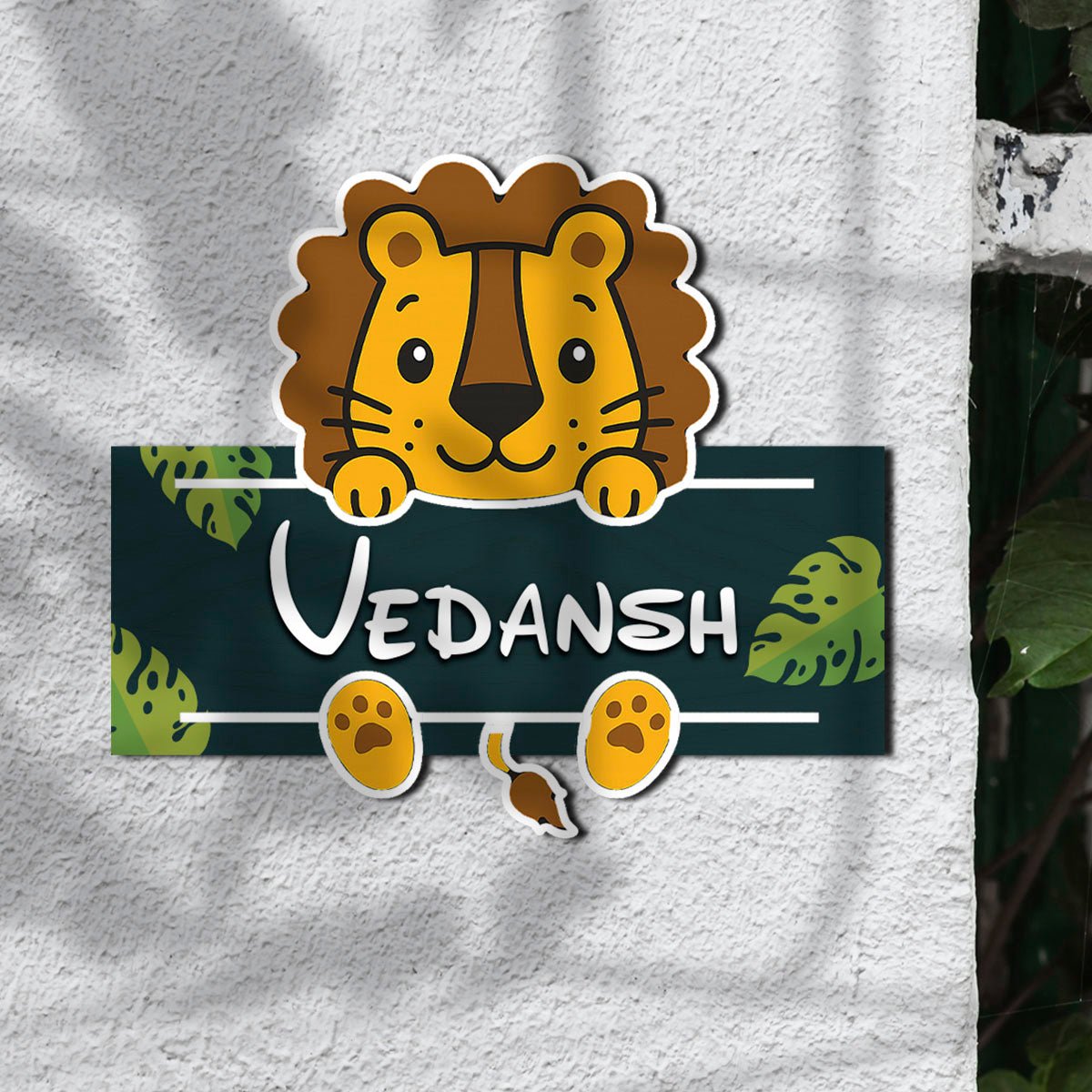 Lion Cub Name Plate for Kids Room — Wooden Jungle - Sblossom