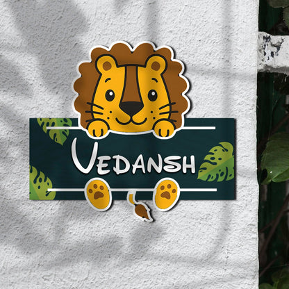 Lion Cub Name Plate for Kids Room — Wooden Jungle - Sblossom