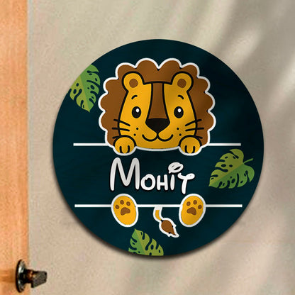 Lion Cub Name Plate for Kids Room — Wooden Jungle - Sblossom