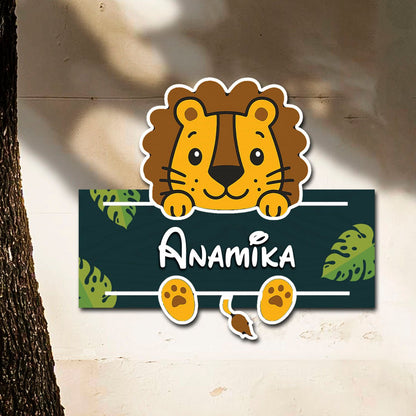 Lion Cub Name Plate for Kids Room — Wooden Jungle - Sblossom