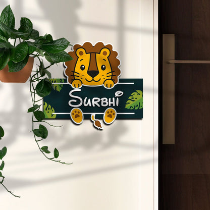 Lion Cub Name Plate for Kids Room — Wooden Jungle - Sblossom