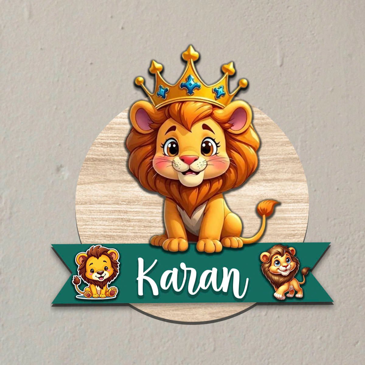 Lion Name Plate for Kids Room — Wooden Crown Cub - Sblossom