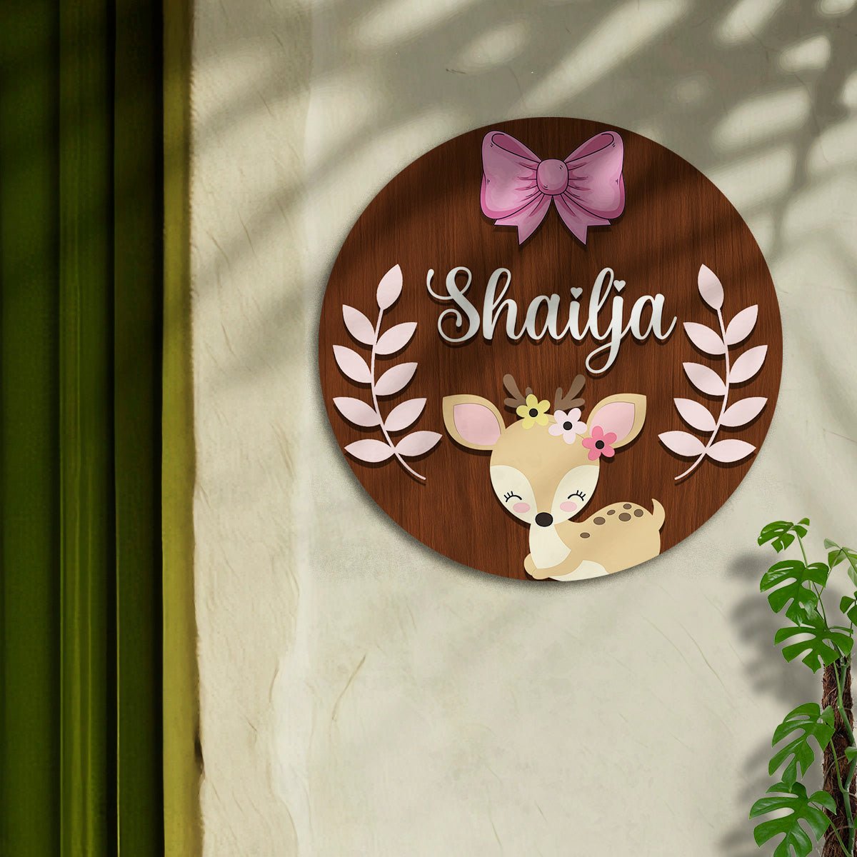 Little Deer Personalized Nameplate for Baby Girl, 12x12 Inch - Sblossom