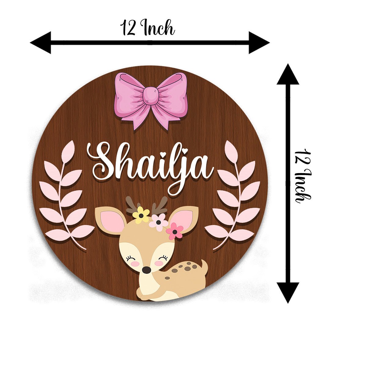 Little Deer Personalized Nameplate for Baby Girl, 12x12 Inch - Sblossom