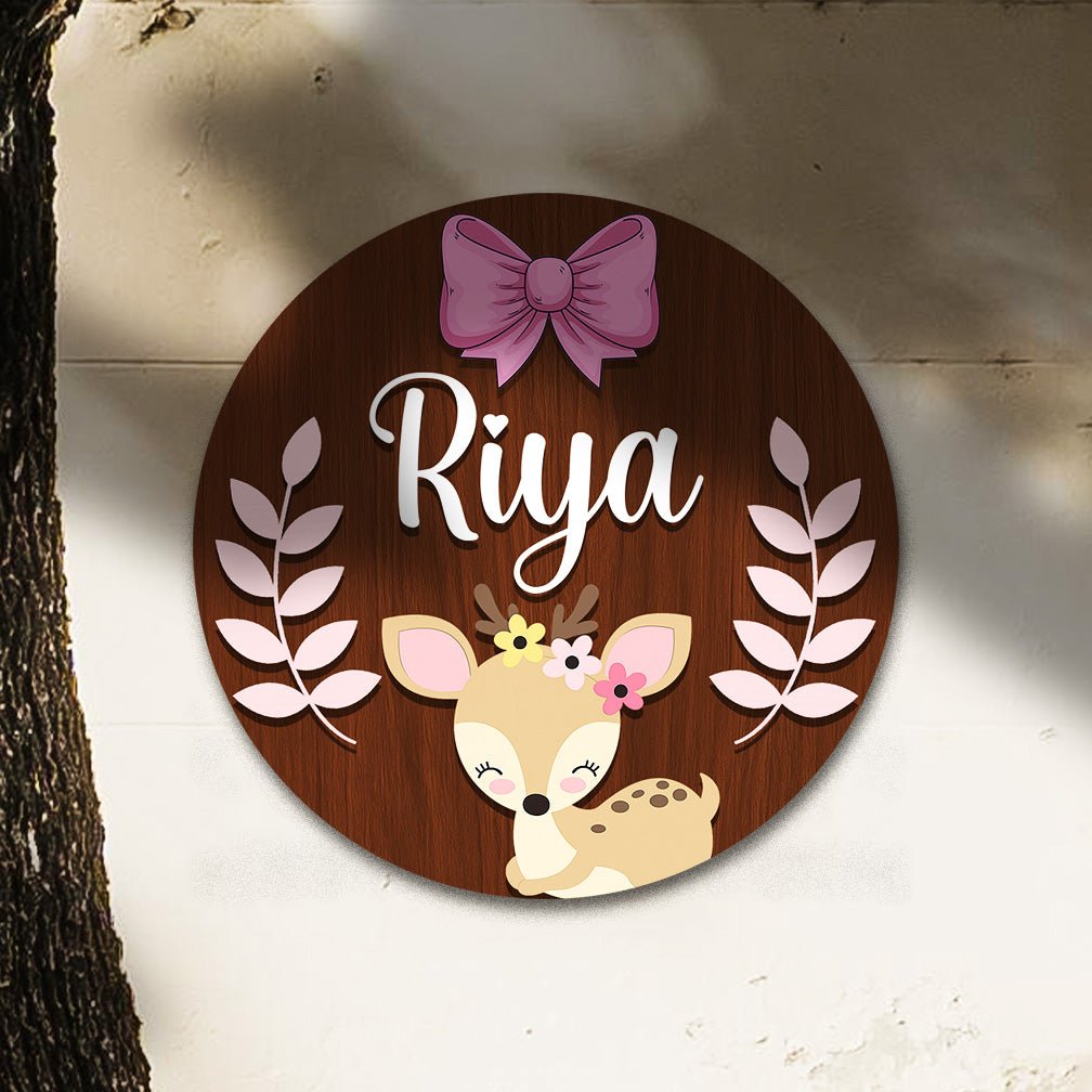 Little Deer Personalized Nameplate for Baby Girl, 12x12 Inch - Sblossom