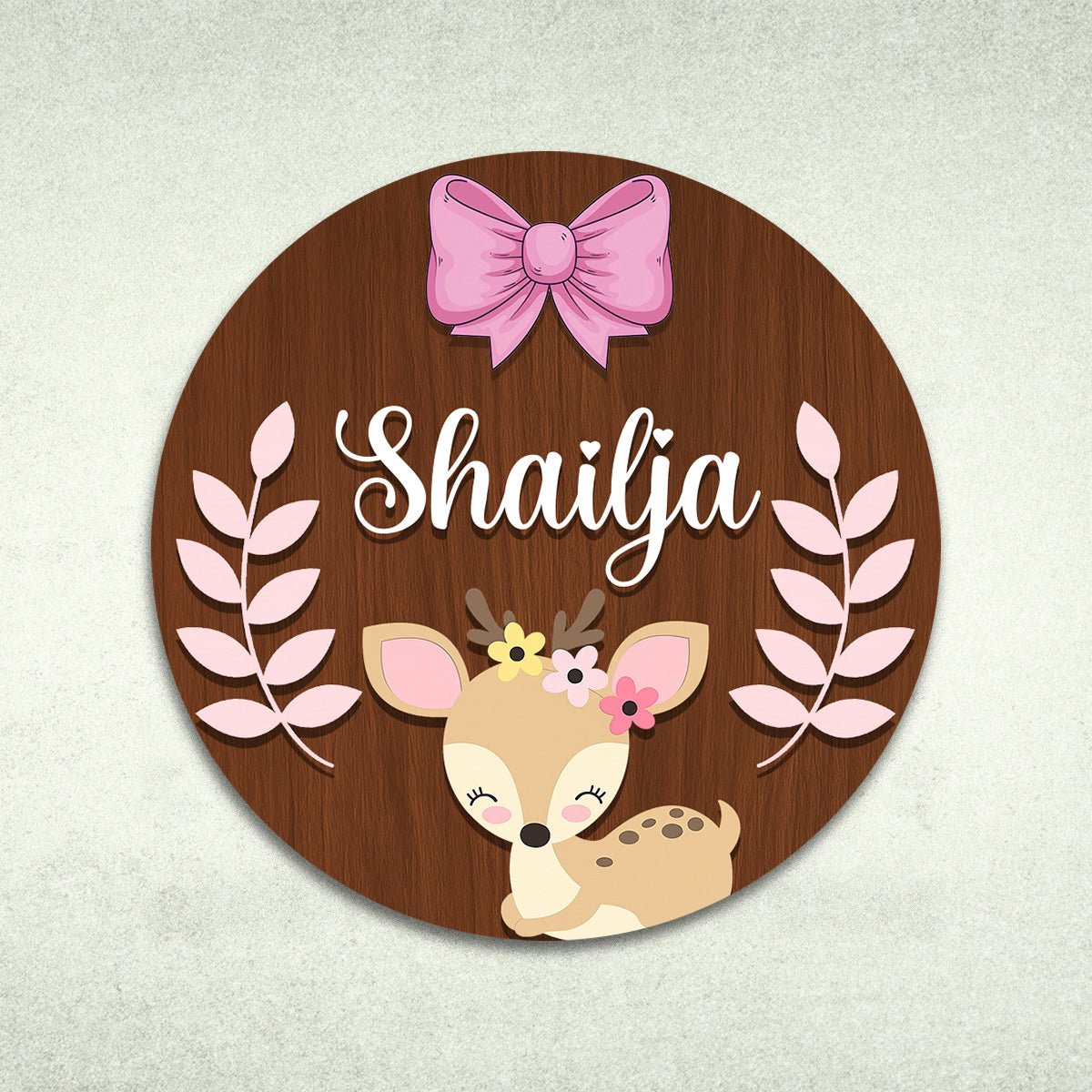 Little Deer Personalized Nameplate for Baby Girl, 12x12 Inch - Sblossom