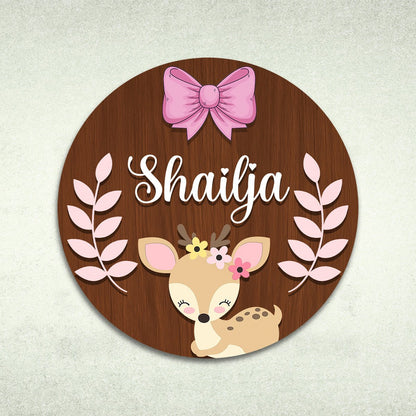 Little Deer Personalized Nameplate for Baby Girl, 12x12 Inch - Sblossom