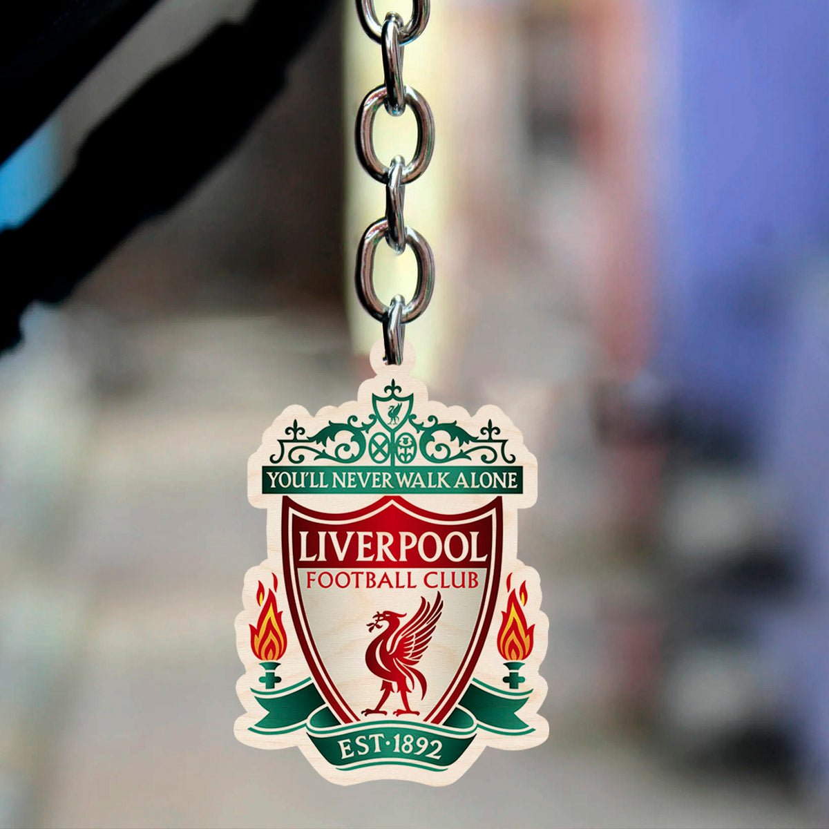 Liverpool Wooden Keychain with Football Crest for Reds Fans - Sblossom