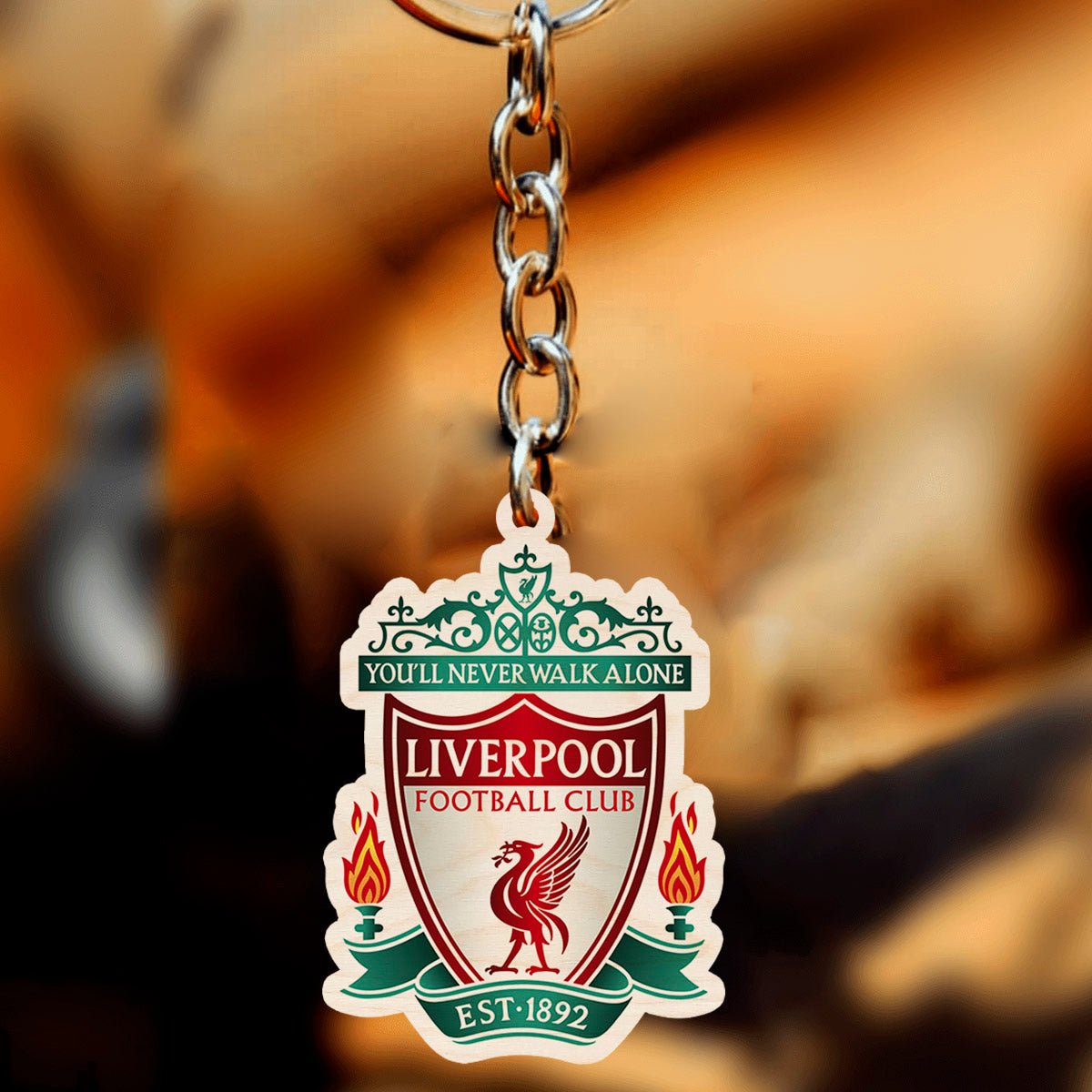 Liverpool Wooden Keychain with Football Crest for Reds Fans - Sblossom