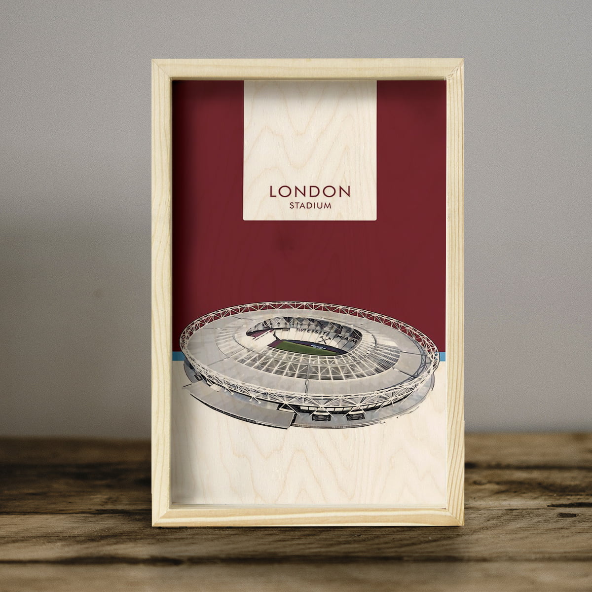London Stadium Wall Art in Wood for West Ham Football Fans - Sblossom
