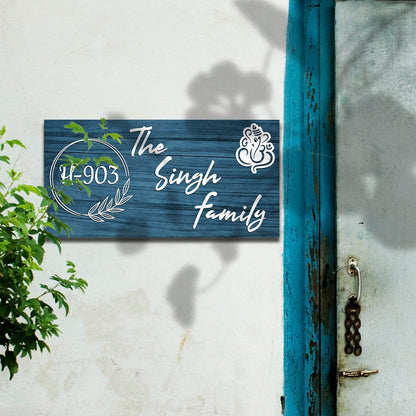 Lord Ganesha Ganpati Home Name Plate for Door - Sblossom