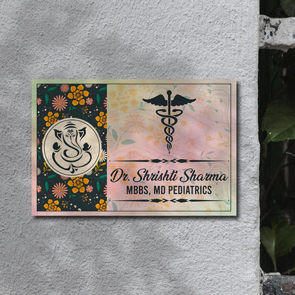 Lord-Ganesha Pastel-Bloom Doctor Name Plate for Clinic - Sblossom