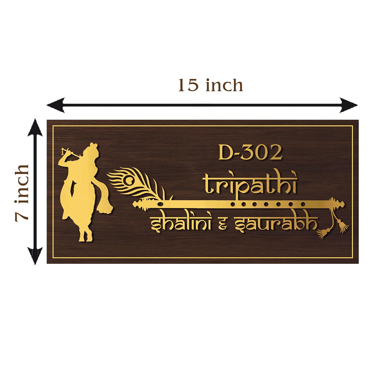 Lord Krishna House Name Plate for Main Door – Gold - Sblossom