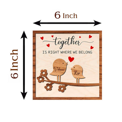 Love Birds Couple Wood Print with Personalized Names Design - Sblossom