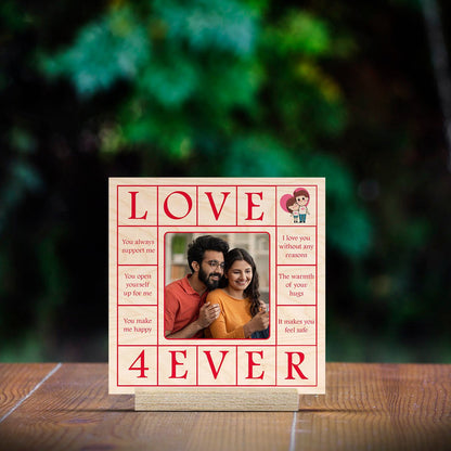 Love Photo Frame in Wood with Personalized Couple Picture - Sblossom