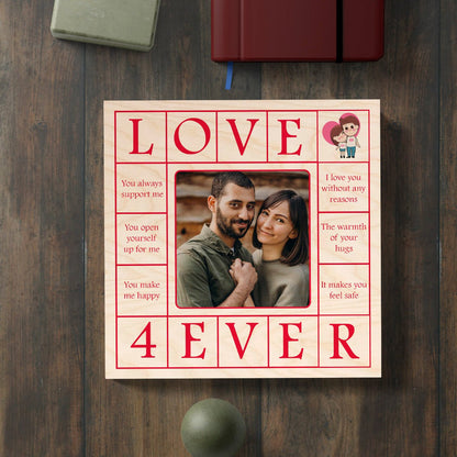 Love Photo Frame in Wood with Personalized Couple Picture - Sblossom