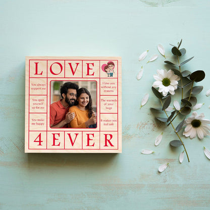 Love Photo Frame in Wood with Personalized Couple Picture - Sblossom