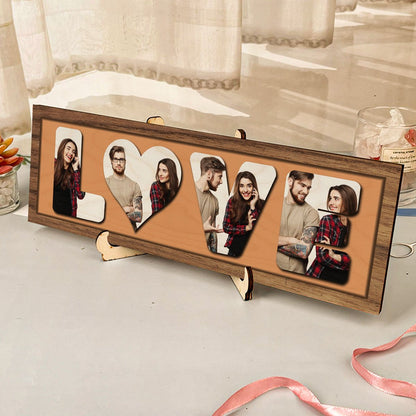 Love Photo Plaque in Wood with Personalized 3D Couple Photos - Sblossom
