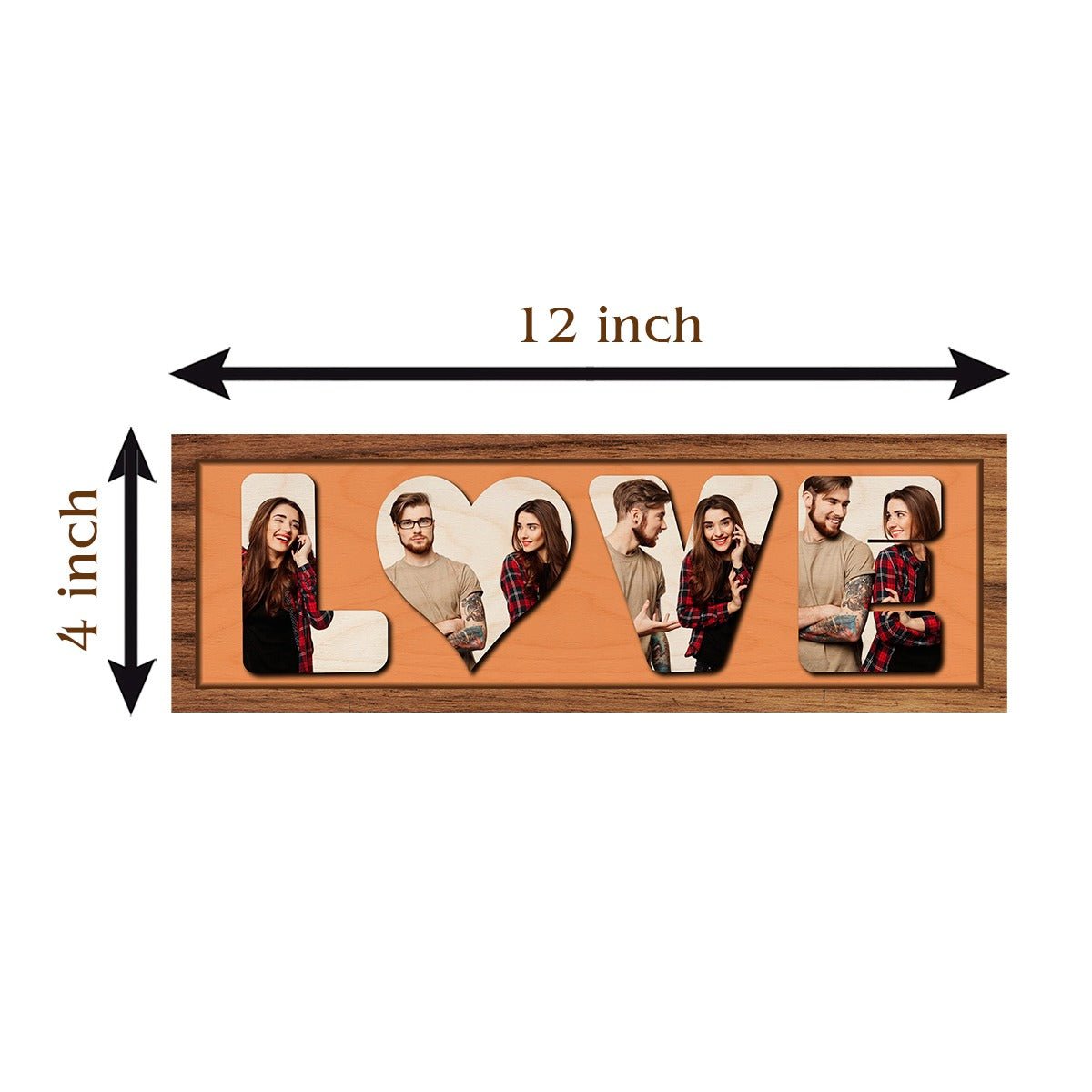 Love Photo Plaque in Wood with Personalized 3D Couple Photos - Sblossom