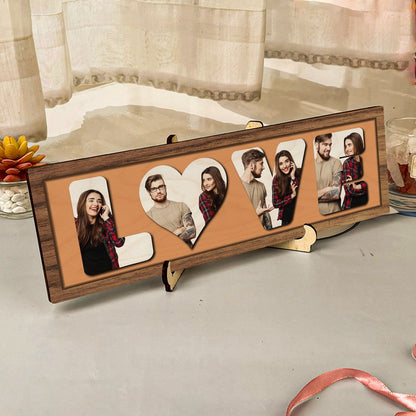 Love Photo Plaque in Wood with Personalized 3D Couple Photos - Sblossom