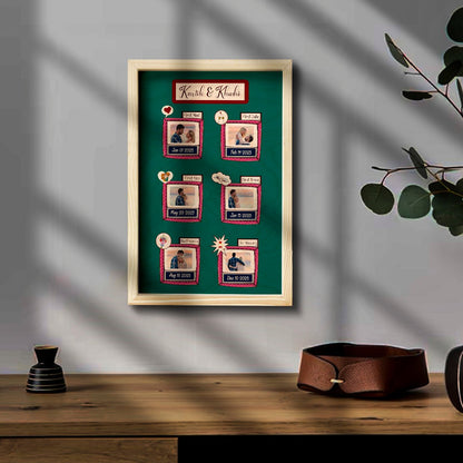 Love Story Photo Frame in Wood with Pine Border Personalized - Sblossom
