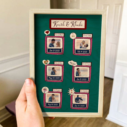 Love Story Photo Frame in Wood with Pine Border Personalized - Sblossom