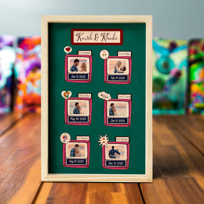 Love Story Photo Frame in Wood with Pine Border Personalized - Sblossom