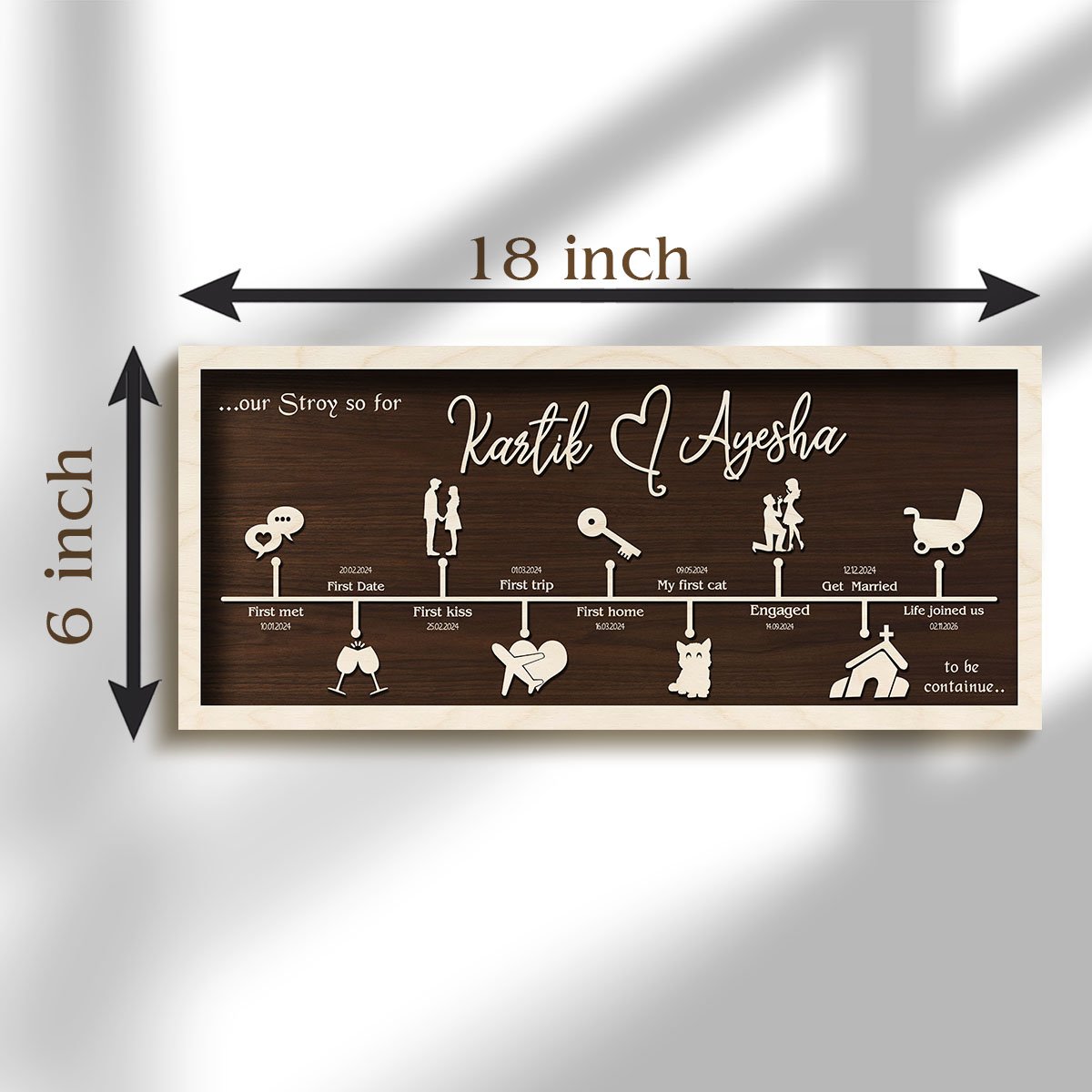 Love Story Timeline Name Plate — Wooden - Sblossom