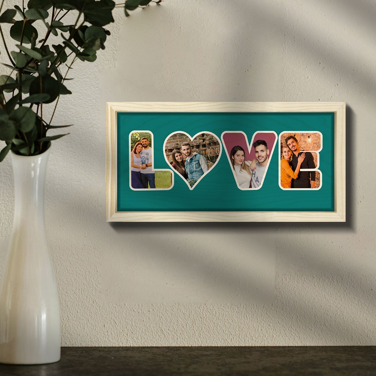 Love Word Frame in Wood with Personalized 3D Photo Letters - Sblossom