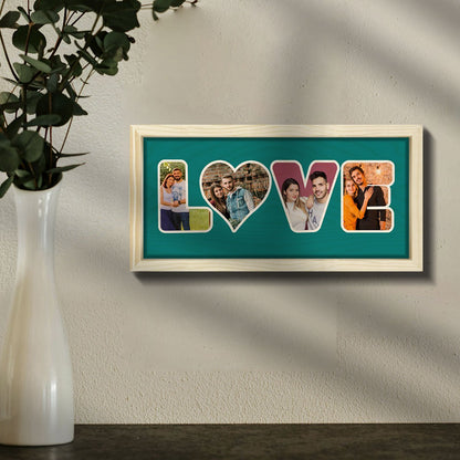 Love Word Frame in Wood with Personalized 3D Photo Letters - Sblossom