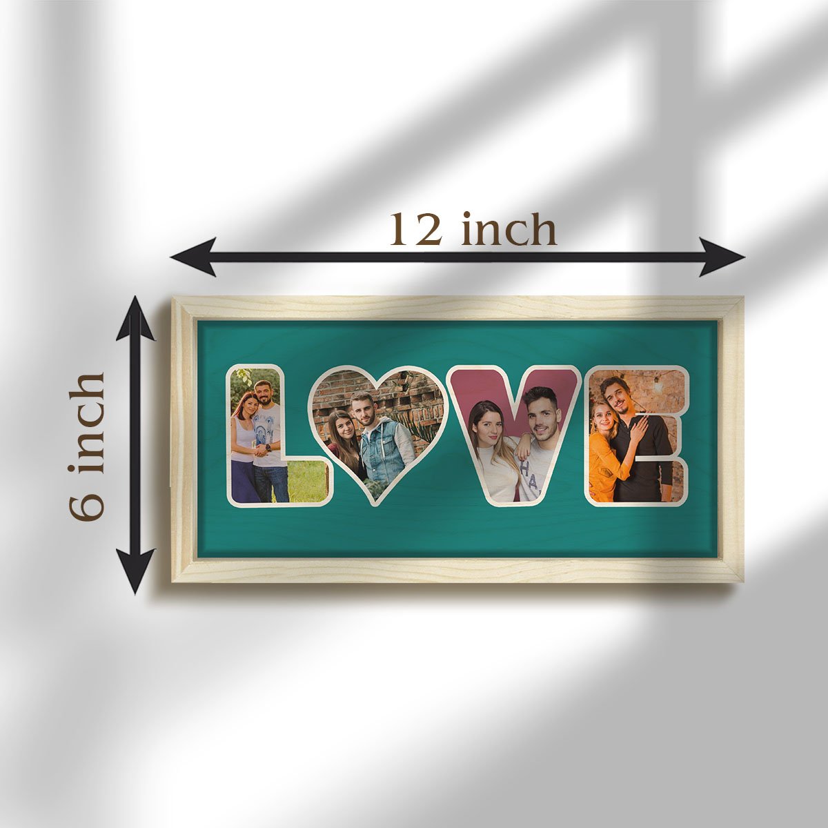 Love Word Frame in Wood with Personalized 3D Photo Letters - Sblossom