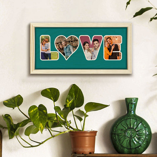 Love Word Frame in Wood with Personalized 3D Photo Letters - Sblossom
