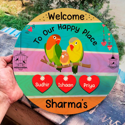 Lovebird Name Plate Design for Family, 12x12 Inch - Sblossom