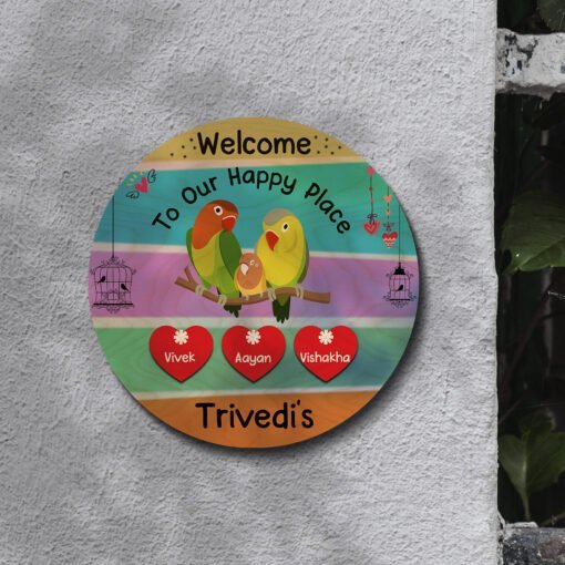 Lovebird Name Plate Design for Family, 12x12 Inch - Sblossom