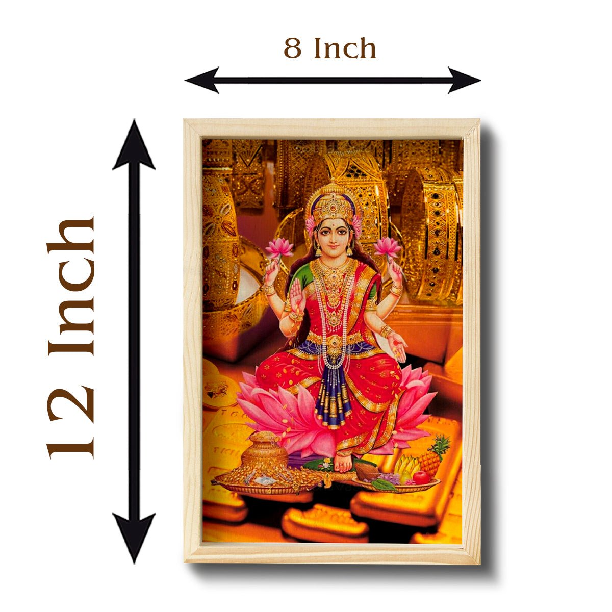 Maa Laxmi Wooden Frame Wall Art with Pine Border Devotional Design - Sblossom