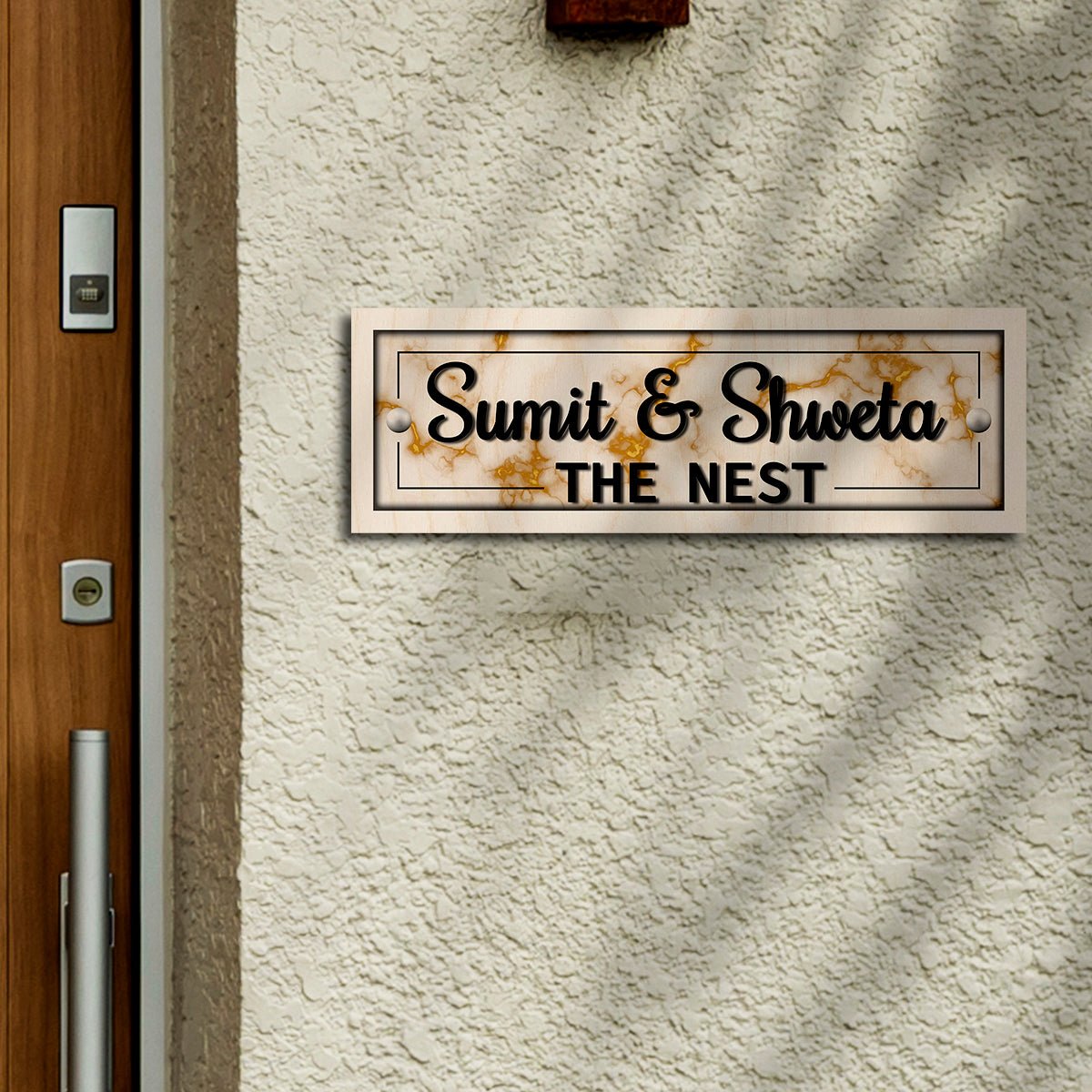 Main Door Name Plate Design – Wooden Look Royal House - Sblossom