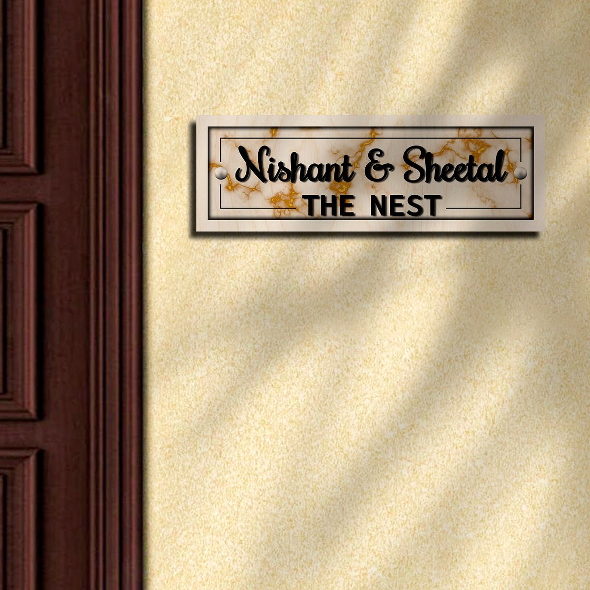Main Door Name Plate Design – Wooden Look Royal House - Sblossom