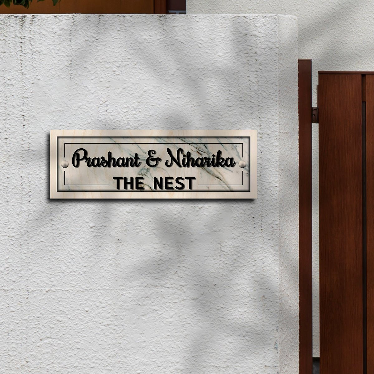 Main Door Name Plate Design – Wooden Look Royal House - Sblossom