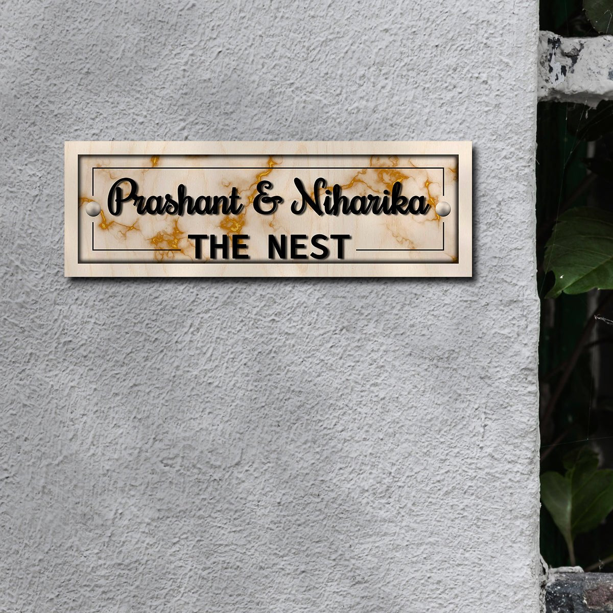 Main Door Name Plate Design – Wooden Look Royal House - Sblossom
