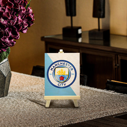 Manchester City Minimalist Wood Print with Stand for Fans - Sblossom