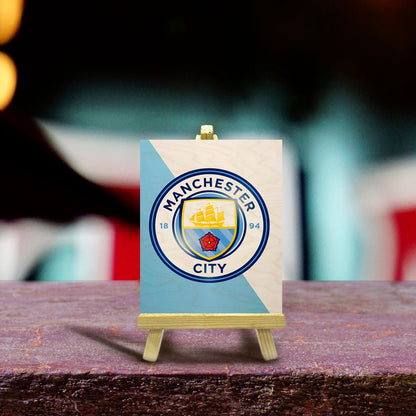 Manchester City Minimalist Wood Print with Stand for Fans - Sblossom