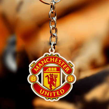 Manchester United Keychain in Wood with Red Devil Crest Design - Sblossom