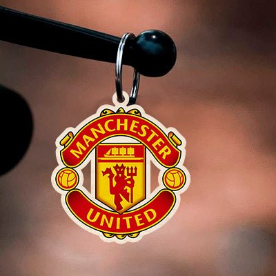 Manchester United Keychain in Wood with Red Devil Crest Design - Sblossom